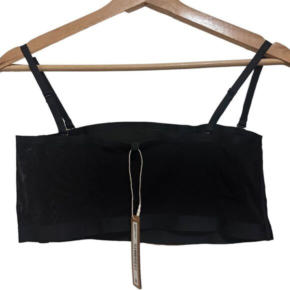 NWT SKIMS Sheer Sculpt Bandeau Neutral In Onyx Black With Straps Bralette - Picture 4 of 8